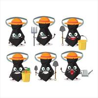 Farmer black tie cute mascot character with fork vector