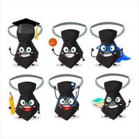School student of black tie cartoon character with various expressions vector