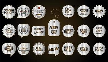 Collection of Modern SILVER New note label mark tag vector