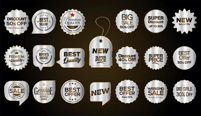 Collection of Modern SILVER New note label mark tag