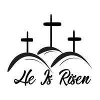 Hand drawn He is Risen indeed calligraphy lettering vector Easter text. Jesus illustration Greeting Card.