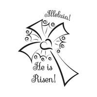 Hand drawn He is Risen indeed calligraphy lettering vector Easter text. Jesus illustration Greeting Card.