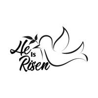 Hand drawn He is Risen indeed calligraphy lettering vector Easter text. Jesus illustration Greeting Card.