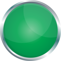 Button with metallic border in realistic style png