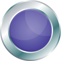 Button with metallic border in realistic style png