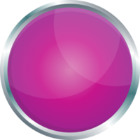 Button with metallic border in realistic style png