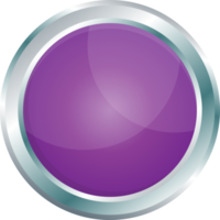 Button with metallic border in realistic style png