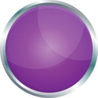 Button with metallic border in realistic style png