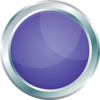 Button with metallic border in realistic style png