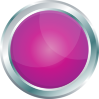 Button with metallic border in realistic style png