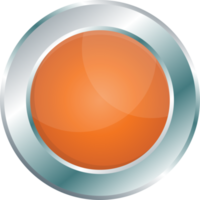 Button with metallic border in realistic style png