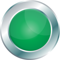 Button with metallic border in realistic style png