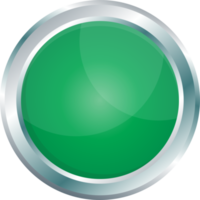 Button with metallic border in realistic style png