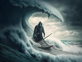 grim reaper surfing, photo