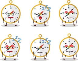 Cartoon character of compass with sleepy expression vector