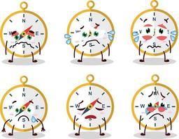 Compass cartoon in character with sad expression vector