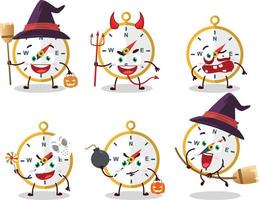 Halloween expression emoticons with cartoon character of compass vector