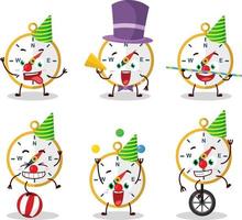 Cartoon character of compass with various circus shows vector