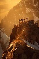 escénico imagen de montañas durante puesta de sol. increíble naturaleza paisaje de dolomitas Alpes. viajar, aventura, concepto imagen. maravilloso natural antecedentes. generativo ai. foto