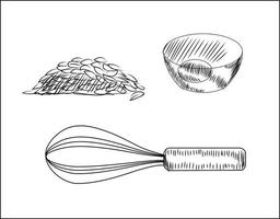 Sketch set of flour vector