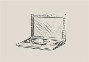 Sketch of laptop Notebook on a white background vector