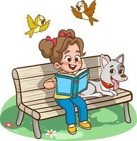 niños aprender desde libros. chico y niña leyendo hada cuentos juntos. vistoso dibujos animados caracteres. gracioso vector ilustración. aislado en blanco antecedentes