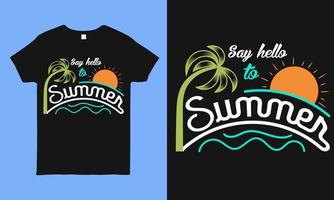 Hello summer. Hand drawn vintage hand lettering. This illustration can be used as a print on t shirts and bags, stationary, sticker or as a poster. vector