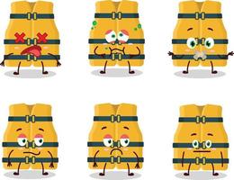 Life vest cartoon character with nope expression vector