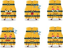 Cartoon character of life vest with sleepy expression vector