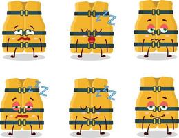 Cartoon character of life vest with sleepy expression vector