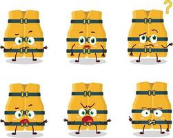 Cartoon character of life vest with what expression vector