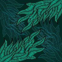 Doodle green Leaf background  illustration. vector