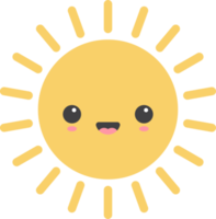 tecknad serie Sol ikon med ansiktsbehandling uttryck png
