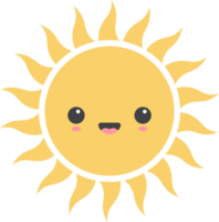 tecknad serie Sol ikon med ansiktsbehandling uttryck png