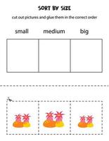 Sort cute cartoon sea anemones by size. Educational worksheet for kids. vector