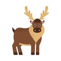 Vector illustration of cartoon reindeer isolated on white background.