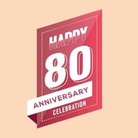 80th anniversary celebration vector pink 3d design on brown background abstract illustration