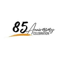 85 year anniversary celebration logo design with black color isolated font and yellow color on white background vector