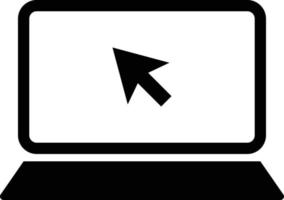 laptop computer icon with arrow . laptop with pointer or cursor icon vector