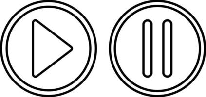 pause and play icons set vector in line style