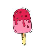 Ice cream popsicle doodle Vector color illustration isolated on white background