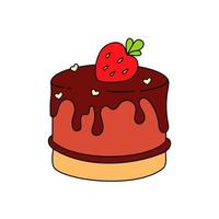 Cake doodle Vector color illustration isolated on white background