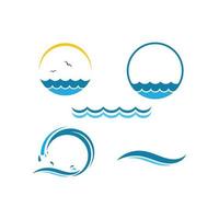 símbolo de onda de agua y plantilla de logotipo de icono vector