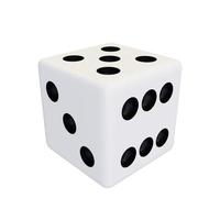 White plastic game dice. White realistic game cube. photo