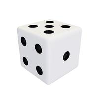 White plastic game dice. White realistic game cube. photo