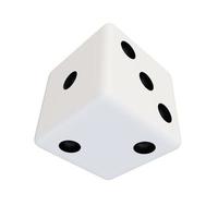 White plastic dice. White realistic game cube. photo