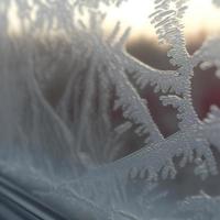 Frosty pattern on glass. AI render. photo