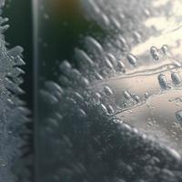 Frosty pattern on glass. AI render. photo
