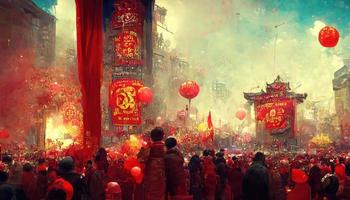 Chinese New Year. AI render photo