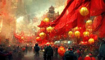 Chinese New Year. AI render photo